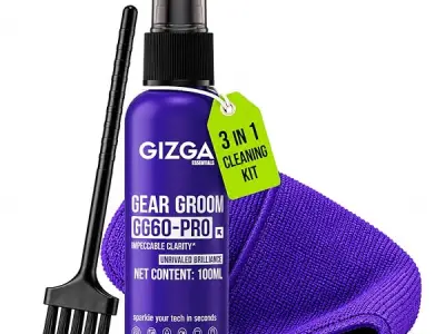 Gizga Pro Series 3-in-1 Laptop Cleaning Kit | 100ml Screen Cleaner Spray, Microfiber Cloth & Cleaning Brush | Alcohol-Free Laptop Screen Cleaner for PC, Mobile, TV, Camera Lens, Ta