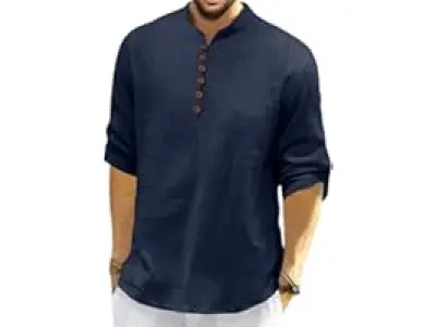 ROYALSCOUT Men's Cotton Polyester Blend Solid Regular Fit Full Sleeve Short Kurta | Ethnic, Lig