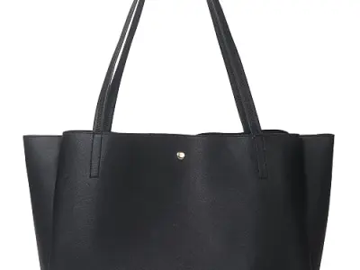 Pure Vegan Leather Tote Bag for Women, Fully Embossed, Handbag, Shoulder Bag, Black