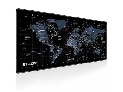 STRIFF World Map Extended Size (800 mm x 300 mm x 2 mm) Gaming Mouse Pad| Desk Mat | Stitched Edges| Non-Slip Rubber Base|Computer Laptop|Keyboard Mouse Pad for Office & Home (Worl