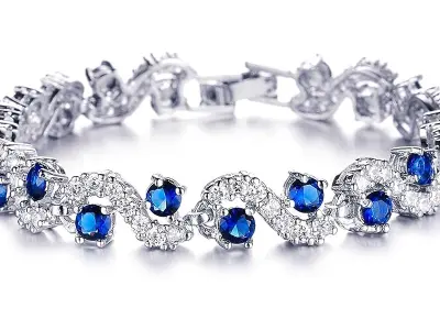 Shining Diva Fashion Royal Blue Crystal CZ Silver Plated Stylish Bracelet Gifts for Girls Women