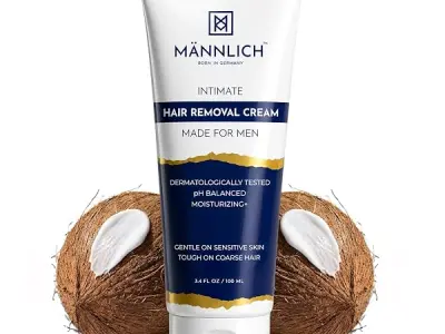 Mannlich Intimate/Private Hair Removal Cream for Men (100 ml) | Painless, Faster, Soothing for Unwanted Coarse Pubic Hair, Suitable For All Skin Types (Pack of 1)
