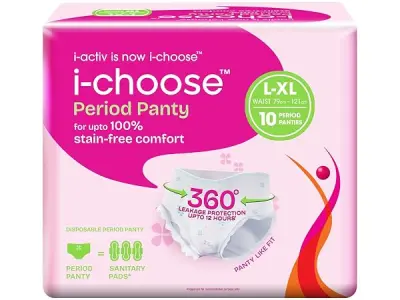 i-activ/i-choose Period Panty for Girls & Women | L-XL | 10's Pack | Disposable Period Panties for Women for Heavy Flow Periods | Maternity Pads after Delivery | 360 Degree Protect