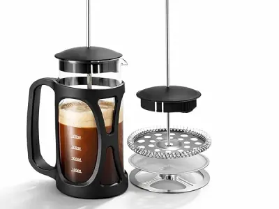 Wonderchef French Press Coffee Maker 350 ml | Heat Resistant Borosilicate Glass Carafe | 18/8 Stainless Steel 4 -Level Strainer System| Brew in 3 Mins | 1 Year Warranty