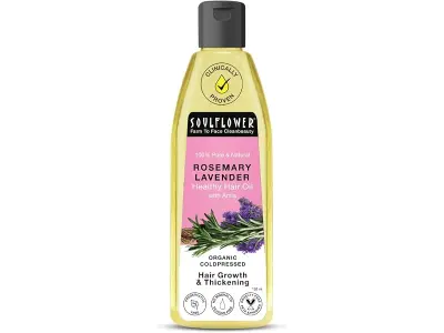 Soulflower Rosemary Lavender Hair Oil For Healthy Hair, Scalp Nourishment, Hair Growth - 100% P