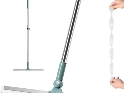 Silicone Floor Wiper – Heavy-Duty Magic Broom & Squeegee with Stainless Steel Extendable Handle | Multipurpose Cleaner for Bathroom, Kitchen, Tiles, Windows | Pack of 1 (Multi Colo