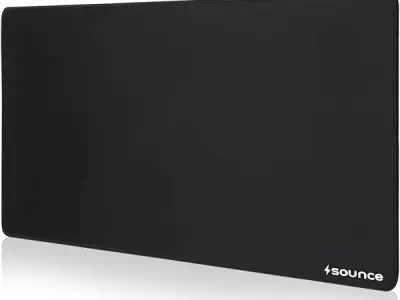 Sounce Mouse Pad Mercerized Surface Anti-fray Edges and Anti-Slip Rubber Base Gaming Mouse Pad a Laptop Desk Mat with Smooth Mouse Control Dimensions 900L x 400B x 2H mm (Black)