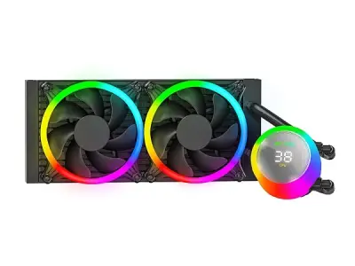 Ant Esports ICE Chroma 240 ARGB 240mm ARGB Liquid Cooler/AIO with CPU Temperature Display - Black | Support Intel & AMD CPU Socket AM5, AM4, AM3, LGA1700, 1200, 2066, 1151 | Evapor