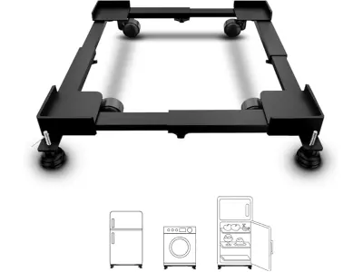 Hipkoo Adjustable Washing Machine Stand with Wheels | Heavy Duty Steel Trolley for 7–12 Kg Top/