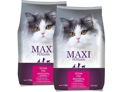 Maxi Persian Adult Dry Cat Food 2.4kg (1.2kg + 1.2kg) | Ocean Fish Flavour | Suitable for All L
