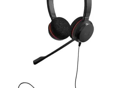 Jabra Evolve 20 MS Stereo USB-C/A Wired Headset with Noise-Cancelling Microphone | MS Teams Certified | Professional On-Ear Business Headphones for PC & Laptop | Plug & Play | Offi