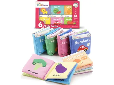 Firstcry Intellibaby 6-Book Set – Soft Sensory Cloth Books for Babies, Crinkle Sound & Washable