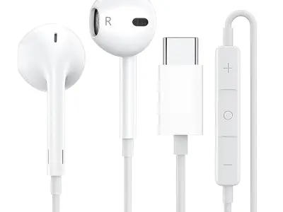 Guguearth Original Type C Earphone with HD Mic Compatible with iOS Smartphones & iPads USB-C Wired Earbuds with Microphone for iPhone 15, 16 & 17 Series Thunder Eagle (White)