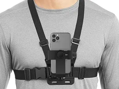 Sounce Mobile Phone Chest Strap Mount GoPro Chest Harness Holder for VLOG/POV Compatible with All Cell Phones and GoPro Hero 9, 8, 7, 6, 5,OSMO Action, AKASO and Other Action Camer