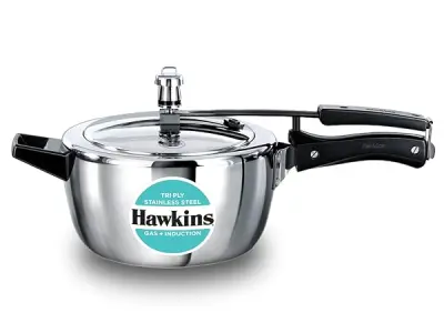 Hawkins 3.5 Litre Triply Stainless Steel Pressure Cooker, Inner Lid Cooker, Silver (HSST35)