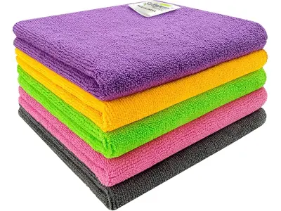 SOFTSPUN Microfiber Cloth 5pcs 40x40cms 340 GSM Multi-Color! Thick Lint & Streak-Free Multipurp