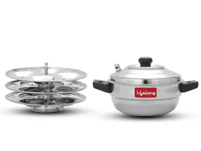 Lifelong Idli Cooker 3 Plate | 12 idlis | Stainless Steel Idli Cooker, Induction and Gas Stove Compatible Idli Maker (LLIDCKR03, Steel Silver)