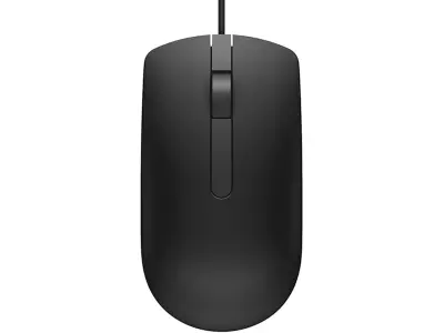 Dell MS116 Wired Mouse, Black | 1000 DPI, Optical LED Tracking, 2 Buttons, USB Plug and Play, S