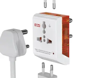 GM 3012 3-Pin Universal Multi Plug Fast Charging Travel Adapter | All-in-1 Worldwide Travel Adapter | Surge Protector | LED Indicator | Compact Design | Supports 150+ Countries | S