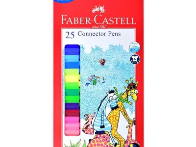 Faber-Castell Connector Pen Set – Pack of 25 | Bright, Washable Colours with Smooth Ink Flow | Snap-On Connector Caps for Creative Play | Non-Toxic & Child-Safe Sketch Pens