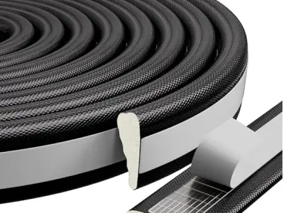 HASTHIP® 196" Wedge Foam Window Weather Stripping Adhesive Gap Filler Seal | 5m Adhesive Window Gap Filler Strip Door Seal Strip Sound Proofing Rubber Frame Insulation Tape, Black