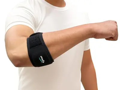 TYNOR Tennis Elbow Support, with Adjustable Compression for Pain Relief & Elbow Stability | for Sports, Gym, Running, Training & Injury Recovery for Men & Women | Pack of 1 (Black,