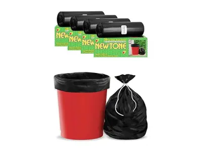 Newtone Garbage Bags | Small 17 x 19 Inches | 120 Bags Set (30 Bags X 4 Rolls) | Dustbin/Trash bin | Box Packing | (Black) - Perforated Box for Easy Dispensing