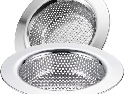 LASSHSWA 2 PCS Kitchen Sink Strainer Stainless Steel, Kitchen Sink Drain Strainer?Sink Strainers for Kitchen Sinks with Large Wide Rim 4.5" Diameter, 15 cm