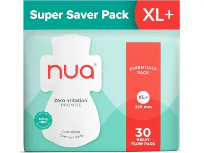 Nua Ultra Safe| 30 Heavy Flow -XL+ | SUPER SAVER PACK | Leakproof & Toxic Free Sanitary Pad (Pa