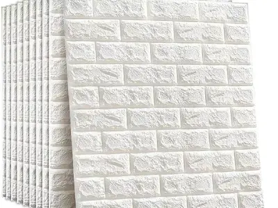 Barebeauty 3D Wall Panel Wallpaper, Self Adhesive PE Foam Brick Sticker, Waterproof Peel & Stick Wall Covering for Home, Bedroom & Living Room Decor, 70 x 77 cm (Pack of 1, 5.8 Sq.