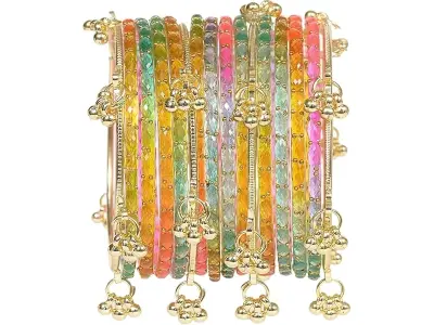 Nakabh Kashmiri Ghangharoo Glass Bangles Set for Women | Light Weight Bangles | Traditional Tra