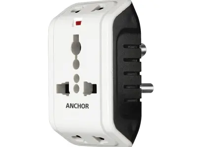 Anchor by Panasonic 6A 3 Pin Multiplug Travel Adapter with Universal Socket | 3 Pin Multi Plug Universal Socket (White)