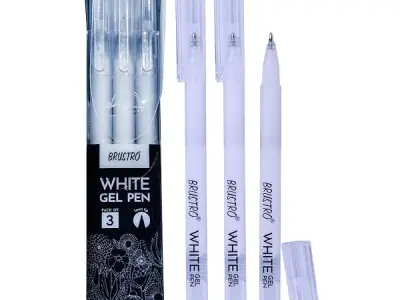 BRUSTRO White Gel Pen | Tip size -1 mm|Pack of 3 | Ideal for Students and Adults, Drawing, Mandala Arts, Students, Office Use, Writing, Pen Set