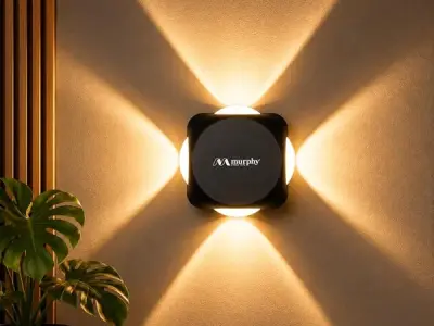 Murphy LED Outdoor Up/Down Wall Light - 6W, Warm White, (4 Multi-Directional Beams), IP65 Waterproof Aluminum Body, Pack of 1 (2-Year Warranty)