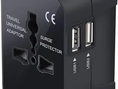 rts USB Universal Travel Adapter, International All in One Worldwide Travel Adapter and Wall Charger Travel Accessories with Multi Type Power Outlet USB 2.1A, 100-250 Voltage Trave