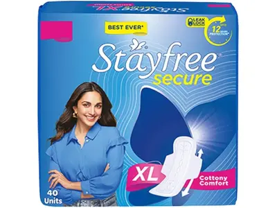 Stayfree Secure XL Sanitary Pads For Women| 40 Pads | Cottony Soft Cover | Up to 12 Hours Prote