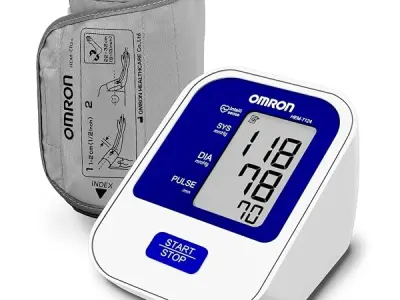 Omron HEM 7124 Fully Automatic Digital Blood Pressure Monitor with Intellisense Technology For Most Accurate Measurement, White and Blue