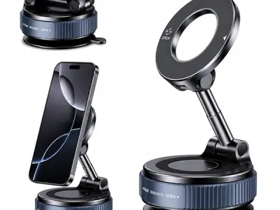 (1 Year Warranty) 360° N52 Strong Magnetic Vacuum Phone Holder, Strong Suction Mobile Mount for Car Dashboard, Windshield, Mirror & Smooth Surfaces, Hands-Free Universal Smartphone
