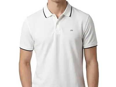 Peter England Men's Snug Fit Solid Polo T-Shirt with Coloured Collar Tipping| Cotton Rich| Premium Pique Weave