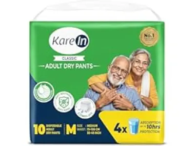 Karein Classic Adult Diaper Pant M Size, Medium, Waist (75-100 cm 30'-40'), 10 Unit, Long Prote