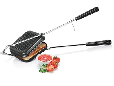 MILTON Pro cook Premium Non-Stick Sandwich Griller | Compatible with Gas Stoves | Sandwich Griller and Toaster | Heat-Resistant Bakelite Handle | Durable & Easy to Use Sandwich Mak