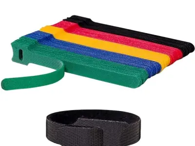 INOVERA 50 Pieces Cable Organizer Hook & Loop Tape - Wire/Cord Holder Management Strap - Reusable Hook & Loop Ties for PC, TV, Desk, WFH Accessories - Multi colour
