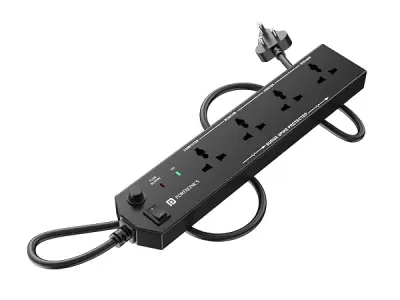 Portronics Power Plate 10 Extension Board with 4 Universal Sockets, 2 Meter Long Cord, 1500 Watts, 6 Amp Multi Plug for Office & Home Appliances (Black)
