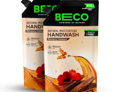 Beco Moisturising Liquid Handwash-Mahogany Teakwood | Pack of 2 | 675 ml | 8-hr moisture lock | Natural | for all Skin types