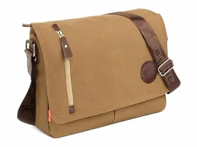 Storite Canvas Sling Crossbody Bag for Men & Women, Light Brown | Durable Canvas, Zipper Pockets, Adjustable Shoulder Strap, Lightweight, Travel, Office, Business, Everyday Use