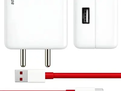 80W USB-A to Type-C Fast Charger & Cable Compatible with Oneplus/Oppo/Xiaomi/Realme/Samsung/Nothing/Poco/Motorola & Other Type C Devices