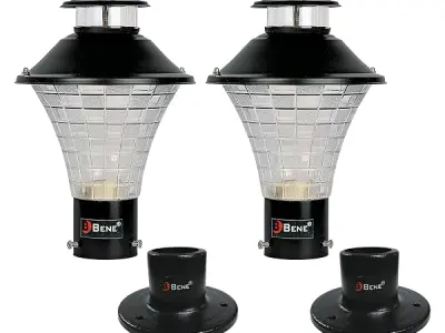 BENE Geruit Outdoor Lamp with Base Stand (Black, 18 Cms, Pack of 2 Pcs)