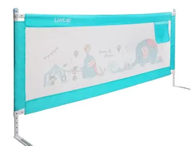 Luvlap Comfy Baby Bed Rail Guard (180cmx72cm), Bed Rails for Baby & Toddler Safety, Portable, Adjustable Height, Single Side Bed Rail, Pack of 1, Blue