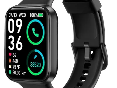 Bouncefit M I D116 Fitness Band Smart Watch for Men, Women, Boys, Girls, Kids – Single Touch Interface, Water Resistant, Workout Modes, Quick Charge Sports Smartwatch – Black I
