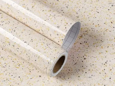 ELTON Granite Self Adhesive Waterproof Contact Film Wallpaper for Countertops Cupboard Door, Almirah, Fridge, Tabletop, Wall, Floor (16X60 INCH, Glossy Gold Granite, EL22222)